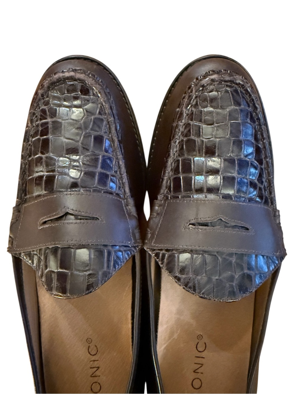 Vionic Waverly Women’s 9 Brown Croc Embossed Leather Penny Loafers - Picture 8 of 15
